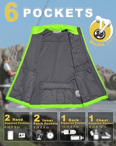 33,000ft Men's Windproof Lightweight Golf Vest Outerwear with Pockets, Softshell Sleeveless Jacket for Running Hiking Sports - Image 2
