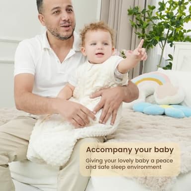 PHF Baby Sleep Sack 2.5 TOG with Plush Minky Dot, 0-6 Months Winter Baby Wearable Blanket with 2-Way Zipper, Warm Comfy Quilted Cotton Sleeping Bags, 3-Layers Design Sleep Sack, Small Size, Cream - Image 7