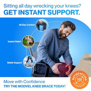 Modvel 2 Pack Knee Brace for Women & Men - Workout Knees Compression Sleeve for Knee Pain Relief Joint Support for ACL, Arthritis, Meniscus Tear Knees Brace for Sports, Rodilleras para Gym Fitness - Image 7