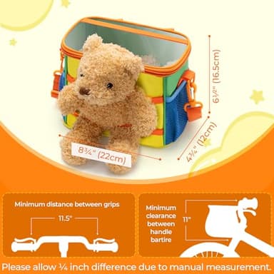 GRANNY SAYS Bike Basket Front for Kids, Cute Bicycle Basket with Bear Toys, Small Bike Bag for Boys and Girls, Kids Bicycle Baskets with Shoulder Strap, Handlebar Scooter Balance Bike Bag, Yellow - Image 2
