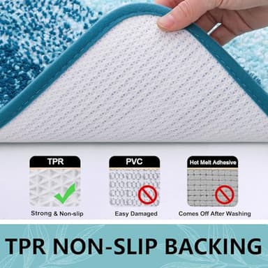 Arotive Microfiber Bathroom Rugs, Shaggy Soft and Absorbent Bath Rug, Non-Slip, Thick Plush Machine Washable Dry Bath Mats for Bathroom, Tub and Shower, 24x16, Peacock Blue - Image 5