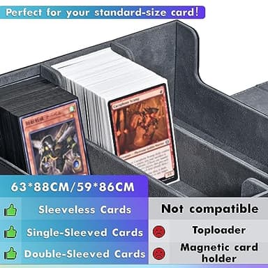 UAONO Card Storage Box for Trading Cards, 1800+ PU Leather Commander Card Deck Case, Magnetic Closure Card Holder Fits for Magic Game Cards (Black) - Image 4