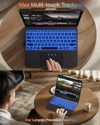 typecase Touch Case with Keyboard for iPad Pro 13-inch(M4, 2024), iPad Air 13-inch(M3, 2025/M2, 2024) & iPad Pro 12.9(6th/5th/4th/3rd Gen), Trackpad, 360° Rotatable, 11-Colors Backlit, Midnight Gray - Image 4
