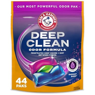 ARM & HAMMER™ Deep Clean Odor Formula Laundry Detergent Power Paks, Laundry Odor Remover, Radiant Burst Scent, 44 Count, 44 Loads - Image 1