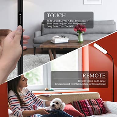 Floor Lamp -WioMio Led Floor Lamp with Remote and Touch Control for Stepless Dimmer & Temperatures, Harmless Light for Eye-caring, Adjustable Gooseneck Standing Lamp for Living Room & Bedroom. - Image 3