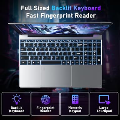 NAIKLULU Gaming Laptop,15.6 Inch Laptop Computer,16GB RAM 1TB SSD,AMD Ryzen 5 7430U (up to 4.3Ghz,Beat 5700U),AMD Radeon Graphics,15.6”FHD 1920 * 1080 Display,WiFi 5,BT5.0,Backlit Keyboard - Image 6