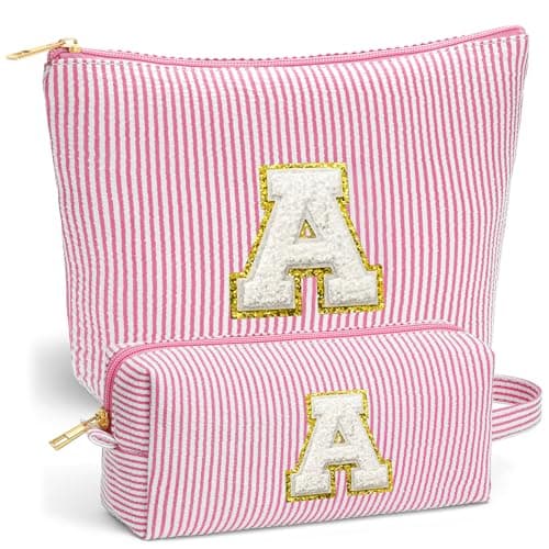 Fohufo Christmas Gifts 2025 for Girls - Stocking Stuffers for Teen Girls Makeup Bag Set, 6 7 8 9 10 11 12 Year Girl Birthday Gift, Initial Travel Makeup Bags, Christmas Birthday Gifts for Girl - Image 1