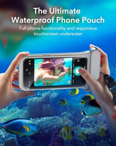 ESR Waterproof Phone Pouch for iPhone 13 Pro / 14 Pro / 15 Pro, Underwater Touch Sensitivity, IPX8 Floating Waterproof Cellphone Case with Lanyard, Dry Bag for Snorkeling, Titanium - Image 3