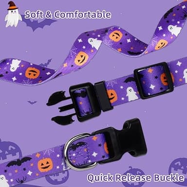Wegitcs Halloween Dog Collar, Holiday Pet Gift Collar with Cute Pendants, Adjustable Pumpkin Dog Collar for Small Medium Large Dogs, Male Female - Image 4