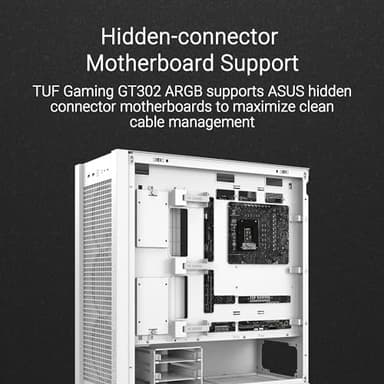 ASUS TUF Gaming GT302 ARGB ATX Mid-Tower PC Case Four 140 x 28 mm ARGB fans for high airflow and static pressure, interchangeable side panel, detachable top panel, hidden-connector motherboard support - Image 5
