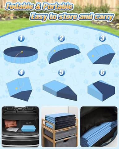 artcool 63" Thicken Large Dog Pool,Non-Slip Kiddie/Kids Pool Hard Plastic,2-in-1 Foldable Sprinkler Pet Pools,Portable Swimming Pools for Summer Outdoor Backyard - Image 6