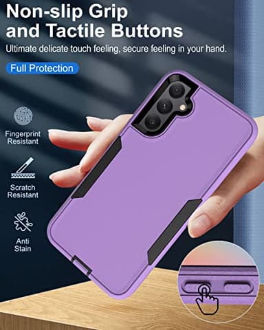 Dahkoiz for Samsung Galaxy A34 Case, with Tempered Glass Screen Protector, Dust-Proof Port Cover, Support Magnetic Car Mount, Full Body Protection Rubber Phone Case for Galaxy A34 5G, Black/Purple - Image 5