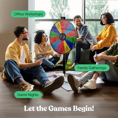 T-SIGN 24 Inch Dual Use Spinning Prize Wheel 14 Slots Color Tabletop and Floor Roulette Wheel of Fortune with Dry Erase Marker and Eraser Win The Fortune Spinner Game for Carnival Trade Show - Image 6