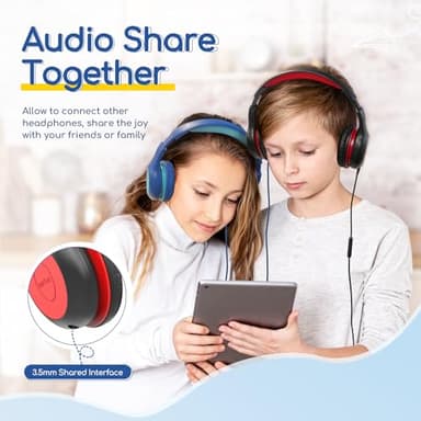 EarFun Kids Headphones Wired with Microphone, 85/94dB Volume Limit Headphones for Kids, Portable Wired Headphone with Shareport, Stereo Sound Foldable Headset for School/Tablet/iPad/Kindle, Black Red - Image 7