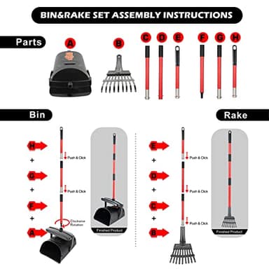 HUZSV Pooper Scooper Large Swivel Bin & Rake for Large & Small Dogs Non-Breakable Dog Poop Scooper with 20 Waste Bags Easy to Clean Pet Waste Use on Grass, Dirt or Gravel - Pet Supplies - Image 7