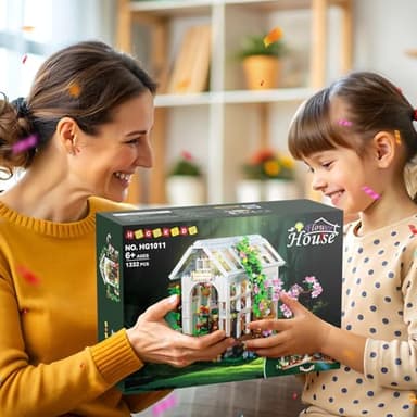 HOGOKIDS Flower House Building Set with LED Light - 1332 PCS Garden House Buiding Toy with Flowers Potted Plants Parrot Cat Animals Playset Greenhouse Model Xmas Gift for Adults Teens Girls Ages 8+ - Image 8