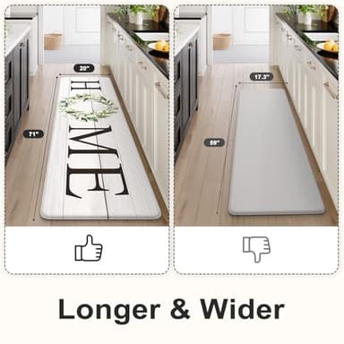 KIMODE Kitchen Mats Cushioned Anti Fatigue, Farmhouse Rugs for Kitchen Rug Runner Stain Resistant, Ergonomic Standing Kitchen Floor Mat, Non Slip Waterproof Kitchen Sink Rug, 20" x 71", White - Image 3