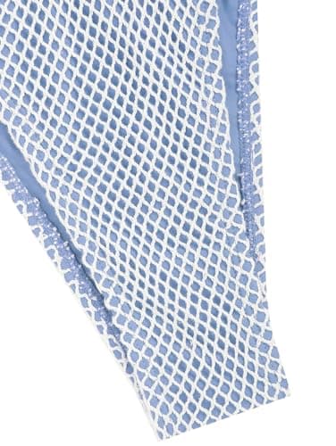 ZAFUL Women's Triangle Bikini Multiway Fishnet Tie Side Bandeau Halter String Bikini Set Two Piece Swimsuit Bathing Suits (1-Light Blue, Small) - Image 5