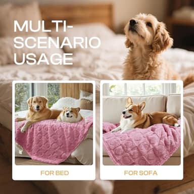 Luciphia Waterproof Dog Blanket for Medium Large Dogs Washable Bed Couch Protector Soft Fluffy 3D Heart Jacquard Pet Blanket with Sherpa Fleece Cozy Calming Throw Blankets, Pink 65x57 inch - Image 4