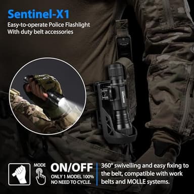 SAOPRKLER Tactical Flashlights High Lumens-1200 LM Police Flashlight with Holster for Duty Belt,Single Mode LED Flashlight for Camping/Law Enforcement-Sentinel-X1 - Image 2