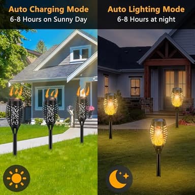 Uni PNR Solar Torch Lights for Garden Decor, 8 Pack 12 LED Solar Lights for Outside & 20.5'' Waterproof Solar Lights, Flame Torch Solar Lights Outdoor for Patio Path Yard Decorations - Image 2
