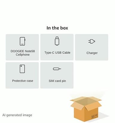 DOOGEE Note 58 Android 15 Unlocked Cellphone,32GB+128GB/2TB Expand Cell Phone with 6.75" HD+ Waterdrop Screen, 6250mah Battery,4G Dual Sim Unlocked Smartphone,Widevine L1/NFC/OTG/Face Unlock, Black - Image 10