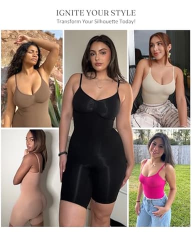 FeelinGirl Shapewear Bodysuit for Women Tummy Control Faja Shaper Seamless Hip Enhancer Thigh Slimmer Body Shaper Nude M/L - Image 5