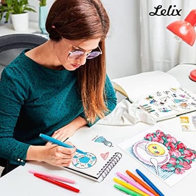 Lelix 30 Colors Felt Tip Pens, Medium Point Assorted Markers Pens For Journaling, Writing, Note Taking, Planner Coloring, Perfect for Art Office and School Supplies - Image 8