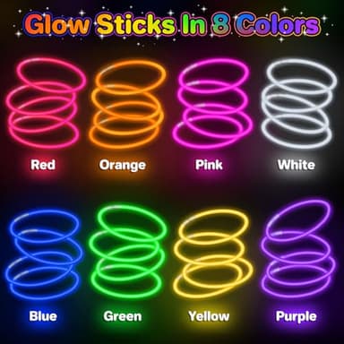 SpringFlower 100 PCS Glow Sticks Bulk Party Favors, 8" Glow in the Dark Party Supplies, Light Sticks for Party Favors Glow Necklaces and Bracelets for Kids or Adults - Image 2