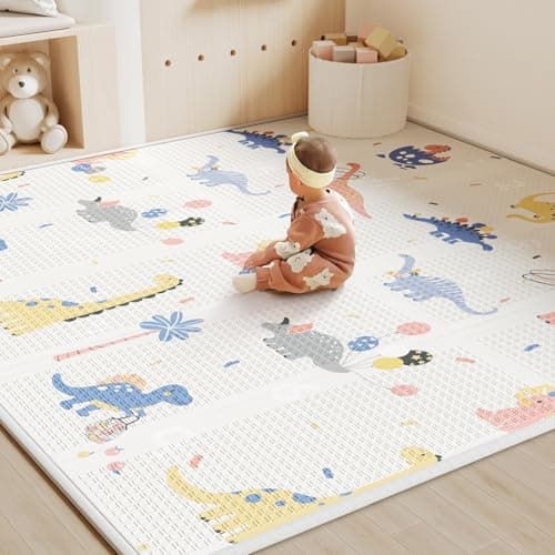 BG-BABYGO Baby Play Mat Foldable Baby Floor Play Mat 0.6" Thick Soft Foam Playmat for Babies Reversible Waterproof Padded Baby Girl Play Mat Portable Baby Crawling Mat for Indoor Outdoor(70"*78"*0.6") - Image 1