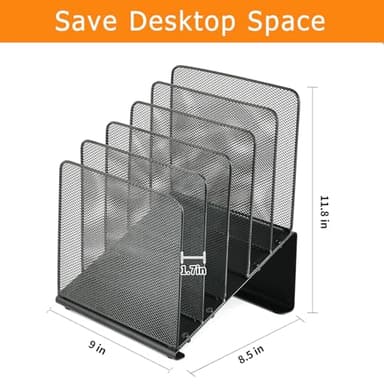 LEKETREE File Organizer for Desk, File Folder Organizer with 5-Section Vertical Rack, Suitable for Home Office Document Organization and Storage(Black) - Image 3