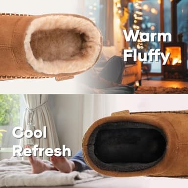 Zigzagger Men's Slip On Moccasin Slippers, Indoor/Outdoor Warm Fuzzy Comfy House Shoes, Fluffy Wide Loafer Slippers,Tan, 11-12 D(M) US - Image 2