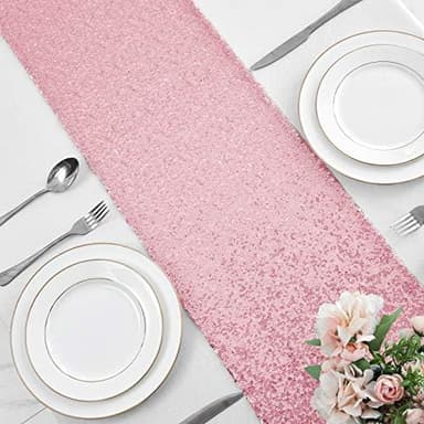 2 Packs 12 x 72 inches Light Pink Sequin Table Runner, Glitter Runner for Birthday Party Supplies Decorations Wedding Bachelorette Holiday Celebration Bridal Shower Baby Shower - Image 5