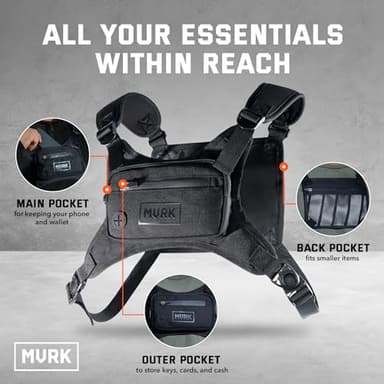 MVRK Water Resistant Chest Pack - Minimalist Running Pack For Workouts, Running Phone Holder With Extra Storage, Lightweight Running Vest, Running Backpack With Reflective Print (Reflective) - Image 2