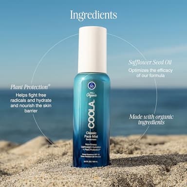 COOLA Organic Sunscreen SPF 50 Sunblock Face Mist, Dermatologist Tested Skin Care for Daily Protection, Vegan and Gluten Free, Natural Fragrance, 3.4 Fl Oz - Image 4