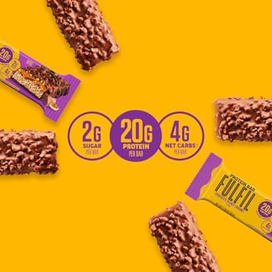 FULFIL Protein Bars, Chocolate Peanut Caramel Flavored, Gluten Free with 20g Protein, Pantry Staples, 12 Count - Image 4
