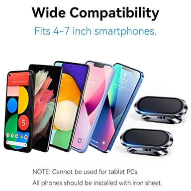 【2-PACK】Magnetic phone holder for car, [ Super Strong Magnet ] [ with 4 Metal Plate ] iPhone Magnetic car mount for cell phone, [ 360° Rotation ] Universal Dashboard adhesive Car Magnetic Phone Mount - Image 8
