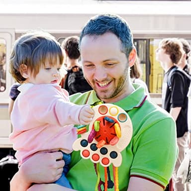 Tiyol Montessori Toys, Silicone Pull String Activitys, Developmental Pulling Baby Sensory Toy, Car Seat Airplane Travel Toddler Boy &Girl Infant Birthday Gifts - Image 7