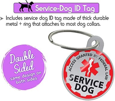 Service Dog Vest + ID Tag + 50 ADA Information Cards - Service Dog Harness in Sizes X Small to XX Large, Metal Dog Tag has Durable Clip, Service Animal Information Cards are 2-Sided. ESA Accessory Set - Image 3
