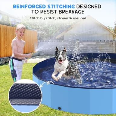 Bilibara 97'' Foldable Dog Pool, Kiddie Pool, Plastic Non-Slip Kids Pools, Heavy Duty Dog Pad for Large Dogs, Oversized Pet Dogs Bathtub, Indoor and Outdoor Kids Pet Wading Pools - Image 4