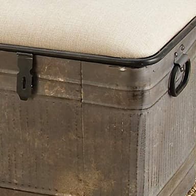 Deco 79 Metal Room Storage Bench Galvanized Entryway Bench with Cream Burlap Top, Bench 50" x 16" x 18", Gray - Image 11