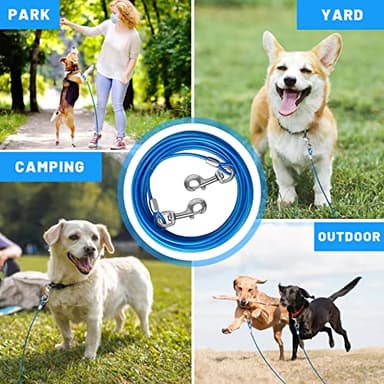 HaiYUAN Dog Tie Out Cable 10/15/20/25/30 FT Runner for Yard Steel Wire Cable with Durable Superior Clips Blue Chains for Outside Dog Lead for Large Up to 165 Lbs - Image 6