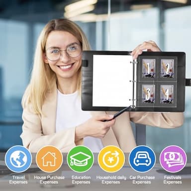 100 Envelopes Money Saving Challenge Binder with Laminated Tracker, Budget Binder with Cash Envelopes, Easy and Fun Way to Save $5,050 (Black) - Image 6