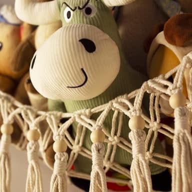 Stuffed Animal Toy Storage Hammock with LED Light - Macrame Jumbo Doll Corner Stuff Animals Organizer Decorations - Cute Hanging Plushie Net Kids Baby Nursery Bedroom Room Decor - Image 7