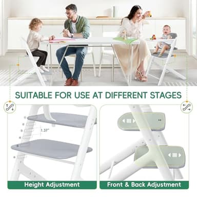 (2025 New) Adjustable Baby High Chair with 5‑Point Safety Harness, Cushion & Removable Tray. Adjustable Seat and Footrest Heights for Children 6+ Months - Image 5