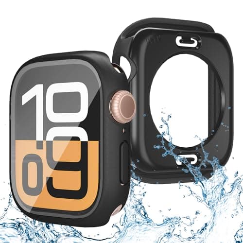 YIJDACASE 3 in 1 Waterproof Case for Apple Watch Screen Protector 46mm Series 10/Series 11,with Tempered Glass,[360° Protective Front and Back] PC Bumper Face Cover Compatible iWatch Accessories - Image 1