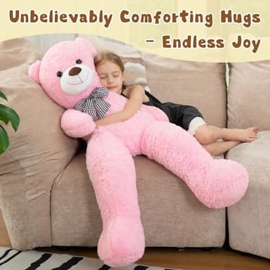 MorisMos Bow Tie Giant Teddy Bear 4 Feet, 47inch Classic Stuffed Animals Plush, Daughter Girlfriend Birthday Gift, Party Fover, Pink - Image 3