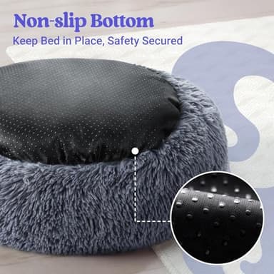 rabbitgoo Dog Bed for Small, 24 inches Machine Washable, Fluffy Donut Pet Bed Anti-Slip, Calming Soft Plush Round Cushion, Fits up to 18 lbs Pets, Dark Grey - Image 7