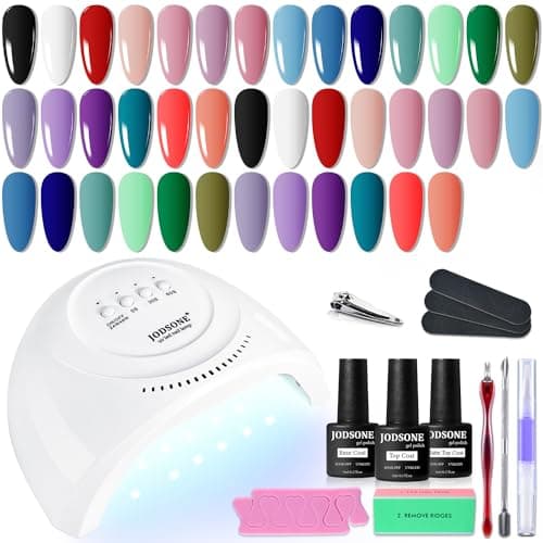 JODSONE 20 Colors Gel Nail Polish Kit with U V Light Base Top Matte Coat High Shine Vibrant Nail Gel Equipped with Manicure Tools - Image 1