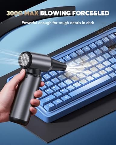 Compressed Air Duster, 180000RPM 7500Mah Electric Air Duster with Brushless Motor, 12-Gear Mini Blower, Replace Canned Air, Jet Dry Blower for Computer, Keyboard, Car, Home, Outdoor Cleaning - Image 3